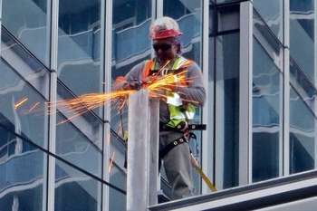 Office building construction worker