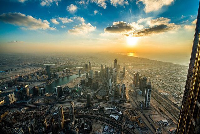 Dubai Sunset from Burj Khalifa - photo by Simon Bierwald